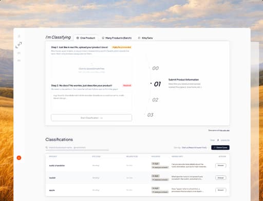 HTS Classification Researcher interface preview